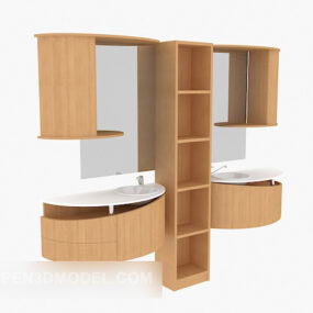 Solid Wood Bath Cabinet Furniture 3d model