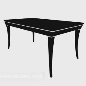 Solid Wood Black Dining Table 3d model