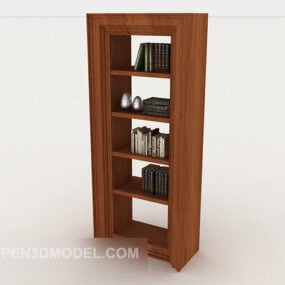 無垢材の茶色の本棚3Dモデル