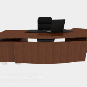 Model 3D brązowego biurka z litego drewna