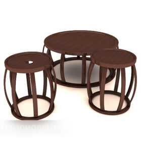 طاولة القهوة الخشبية الصلبة نموذج خشبي ثلاثي الأبعاد