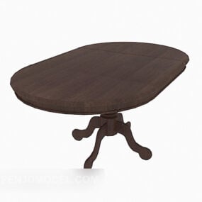שולחן קפה מעץ כהה מלא דגם תלת מימד