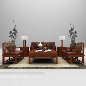 3д модель комбинированного дивана-стола из массива дерева