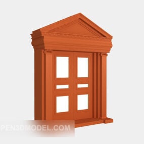 Puerta compuesta de madera maciza roja modelo 3d