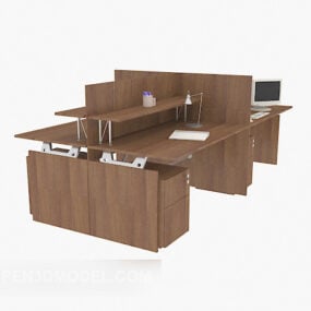 Espace de bureau composite en bois massif modèle 3D