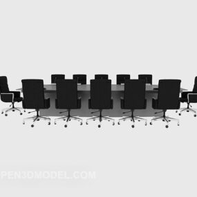 Solid Wood Large Oval Conference Table 3d model
