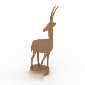 Solid Wood Deer Carving Decor 3d model
