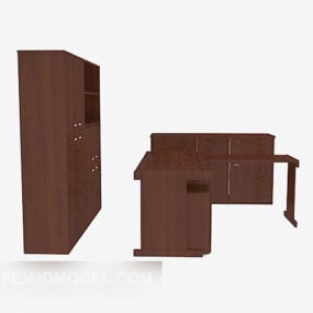 Solid Wood Desk File Locker 3d model