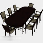 Solid wood dining table and chair 3d model