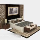 Design antique de lit double en bois massif