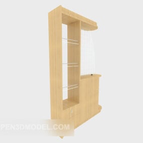 Mô hình 3d tủ trưng bày lối vào bằng gỗ nguyên khối