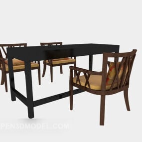 Solid Wood Dinning Furniture Table Chair 3d model