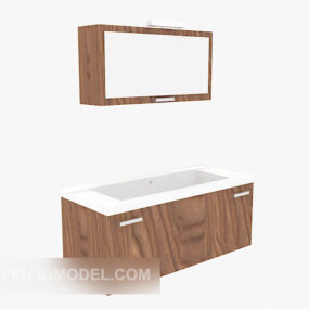 خزانة حمام منزلية من الخشب الصلب نموذج ثلاثي الأبعاد