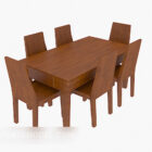純木の長方形のダイニングテーブルの椅子