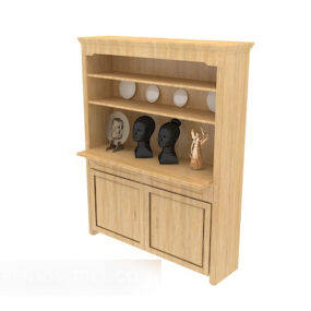Solid Wood Home Display Cabinet 3d model
