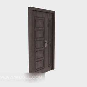 Solid Dark Wood Home Door 3d model