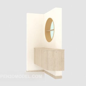 Mô hình 3d tủ lối vào nhà bằng gỗ nguyên khối
