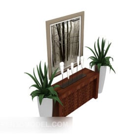 Solid Wood Home Entrance Hall Cabinet 3d-modell