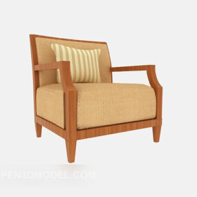 Solid Wood Home Relax Chair 3d model
