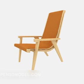 Solid Wood Home Relaxing Lounge Chair 3d model