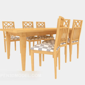 เก้าอี้โต๊ะรับประทานอาหารไม้เนื้อแข็งโมเดล 3 มิติ