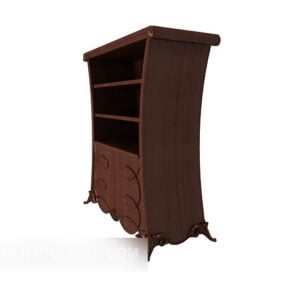 Solid Dark Wood Household Side Cabinet 3d model