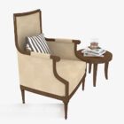 Antique Wood Lounge Chair - Bijzettafel