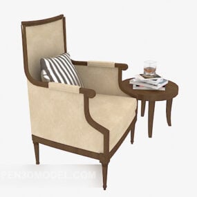 Table d'appoint de chaise longue en bois antique modèle 3D