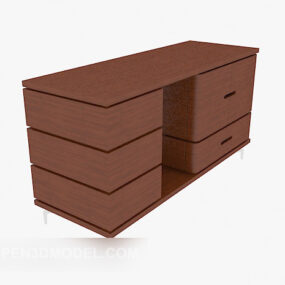Minimalist Style Desk Mahogany 3d model