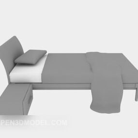Solid Wood Modern Single Bed 3d model