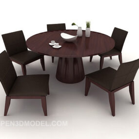 Solid Wood Modern Table And Chair Set 3d model