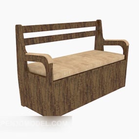 Solid Wood Multi-seaters Lounge Chair 3d model