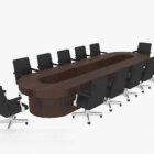Table de chaises de conférence de bureau en bois massif