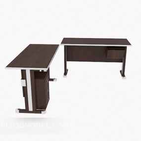 Solid Wood Office Reception Table 3d model