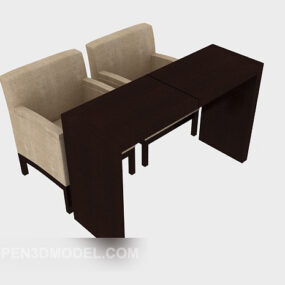 Solid Wood Office Table Chair 3d model