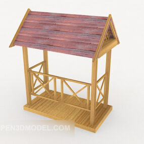 Pabellón pequeño de madera maciza modelo 3d