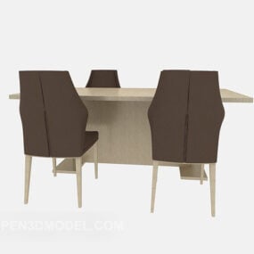 Solid Wood Restaurant Table Chair 3d model