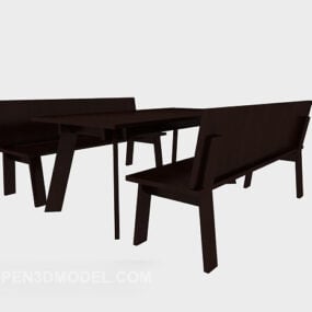 Solid Wood Restaurant Table Chair Set 3d model