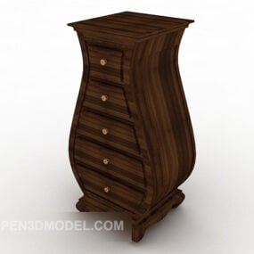Solid Dark Wood Simple Drawer Cabinet 3d model