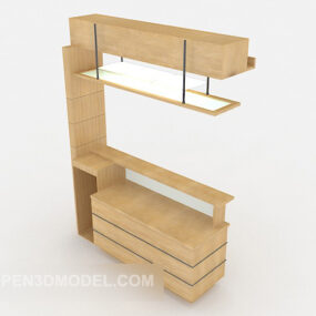 خزانة عرض منزلية بسيطة من الخشب الصلب نموذج ثلاثي الأبعاد