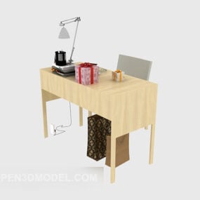Escritorio personal simple de madera maciza modelo 3d