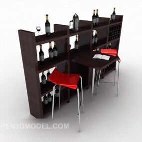 Solid Wood Simple Wine Reol 3d-model