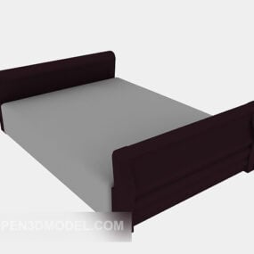 מיטת יחיד מעץ מלא עיצוב פשוט דגם תלת מימד