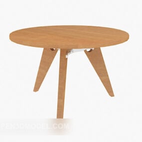 Round Shaped Wood Sofa Coffee Table 3d model