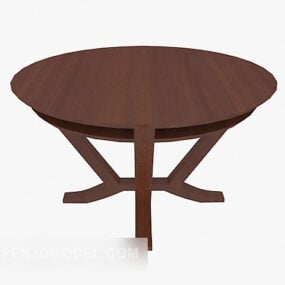 Round Side Table Brown Wood 3d model