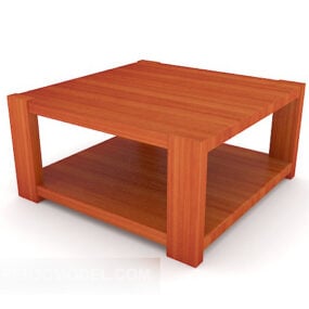 Massief houten bank vierkante salontafel 3D-model