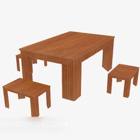 Solid Wood Square Table 3d model