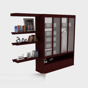 Wood Storage Cabinet With Tableware 3d model