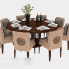 純木の丸テーブルの椅子