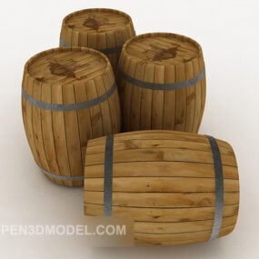 Mô hình thùng rượu gỗ nguyên khối 3d
